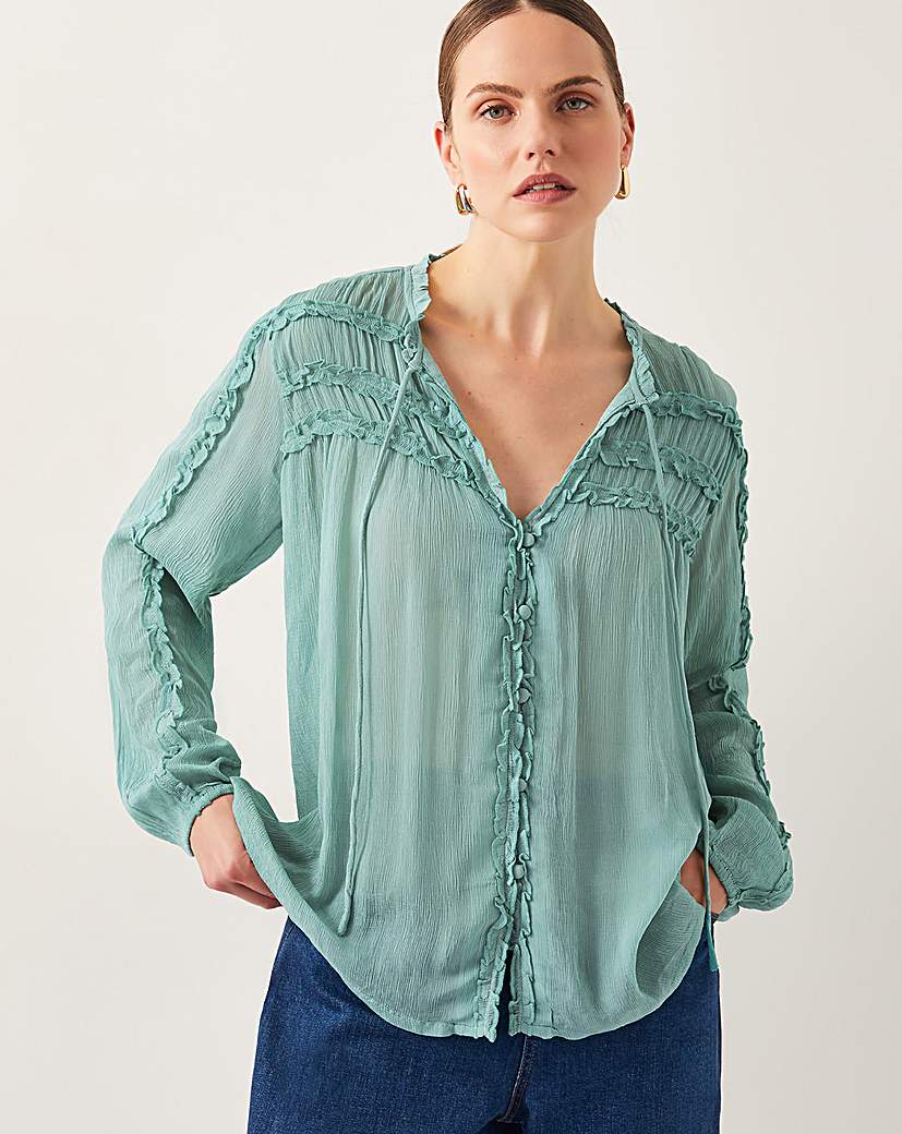 Monsoon Juliet Sheer Ruffle Blouse