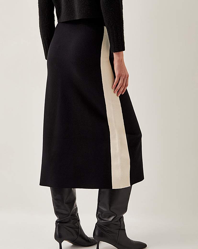 Monsoon Narla Side Stripe Midi Skirt