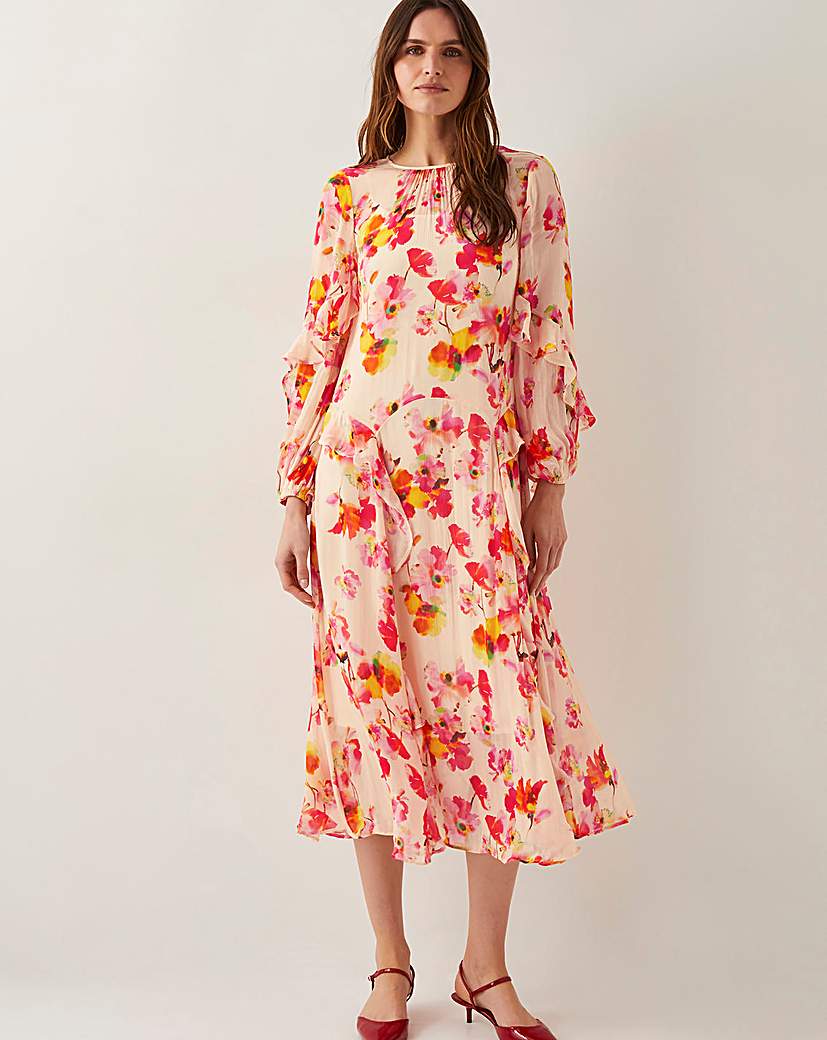 Monsoon Vanna Floral Print Midi Dress