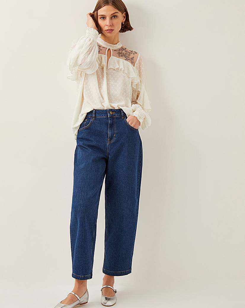 Monsoon Debbie Polka Dot Ruffle Blouse