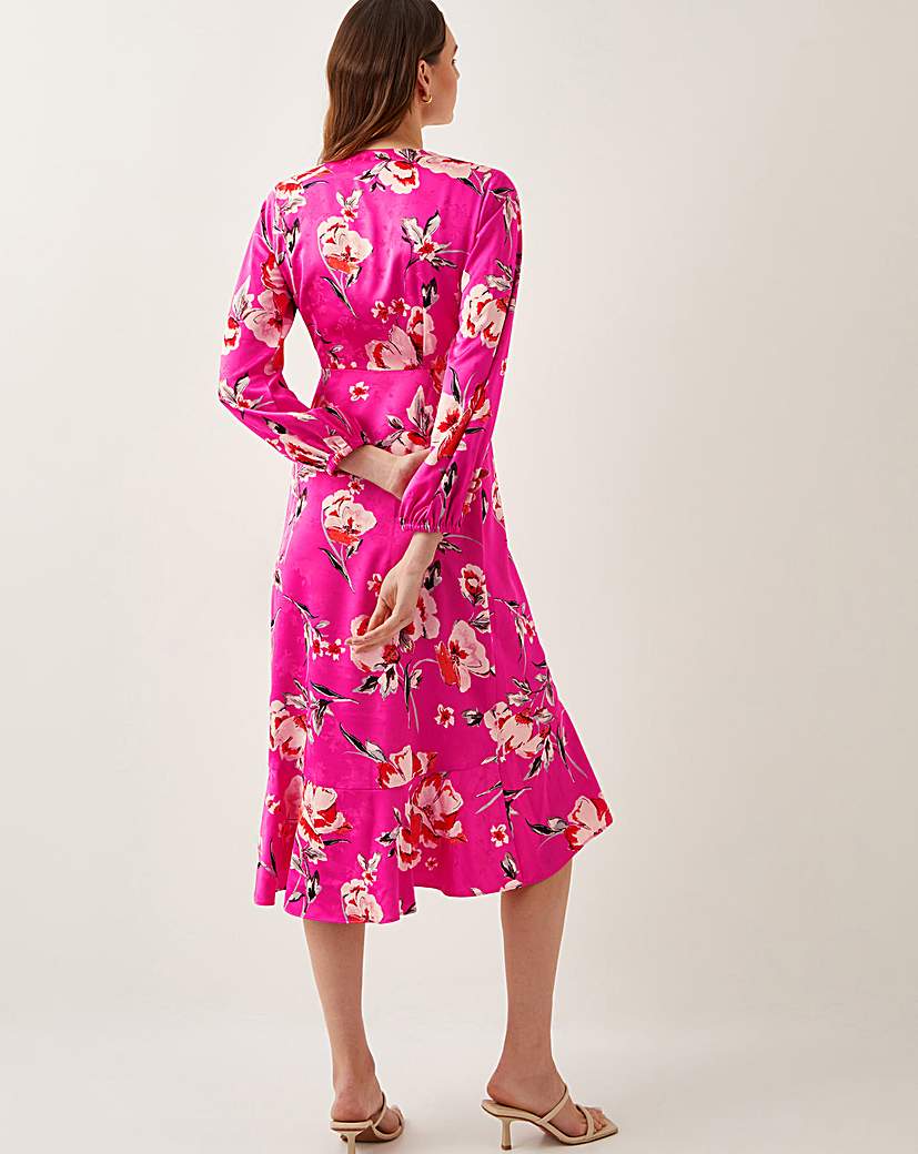 Monsoon Meredith Floral Midi Wrap Dress