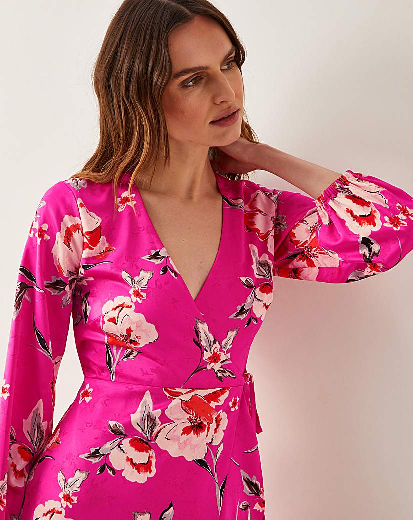 Monsoon Meredith Floral Midi Wrap Dress