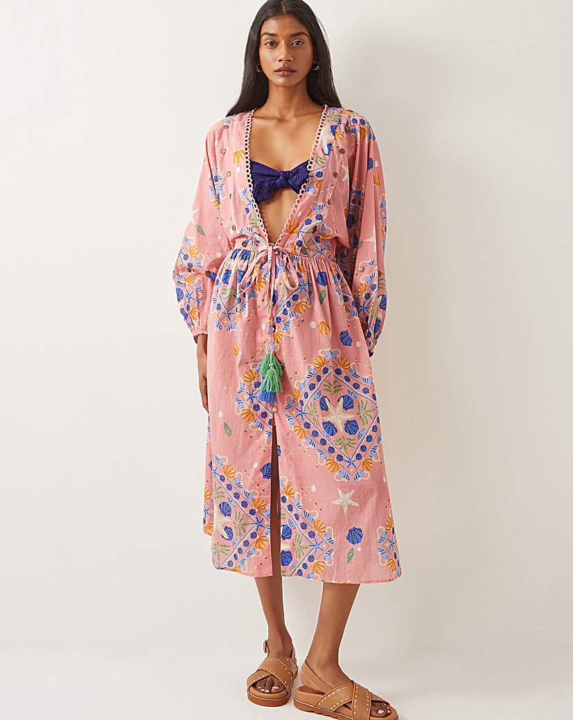 Monsoon Mabel Shell Print Kaftan Dress