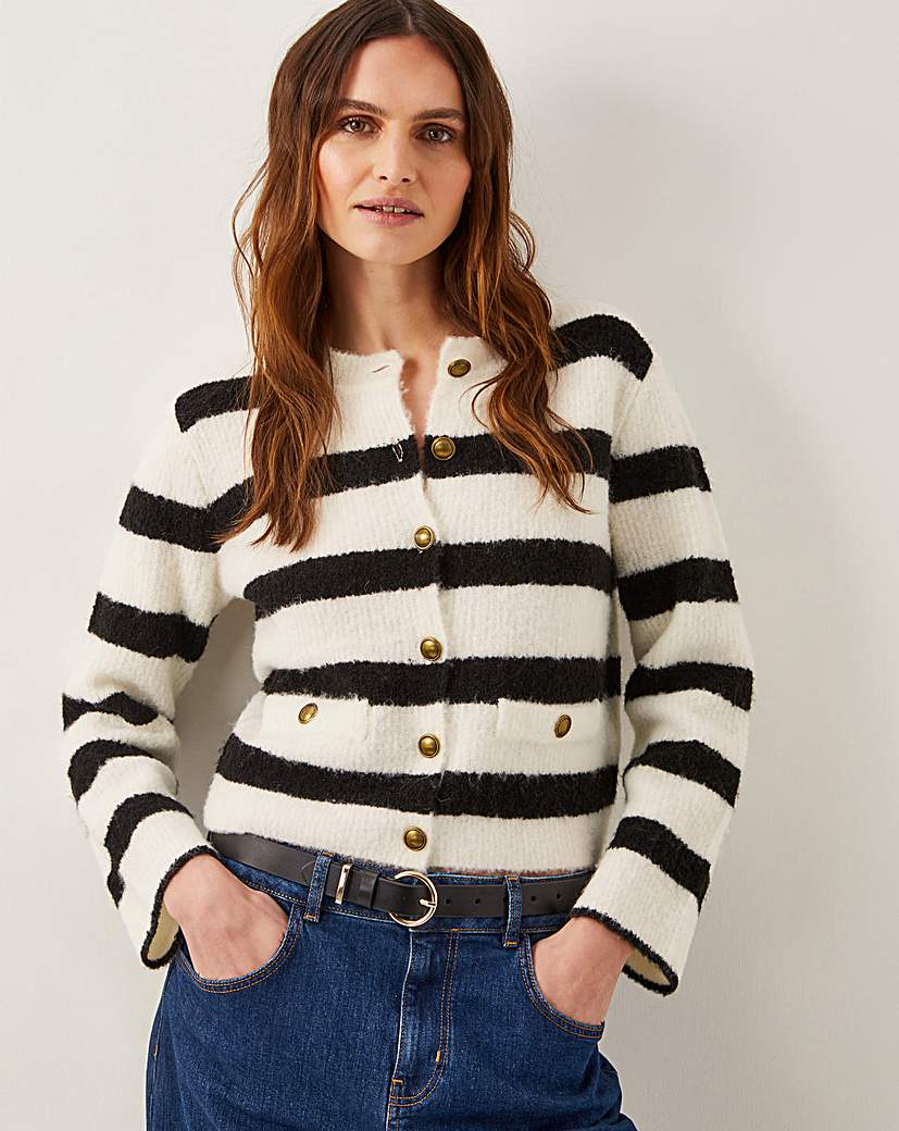 Monsoon Sam Stripe Fuzzy Cardigan