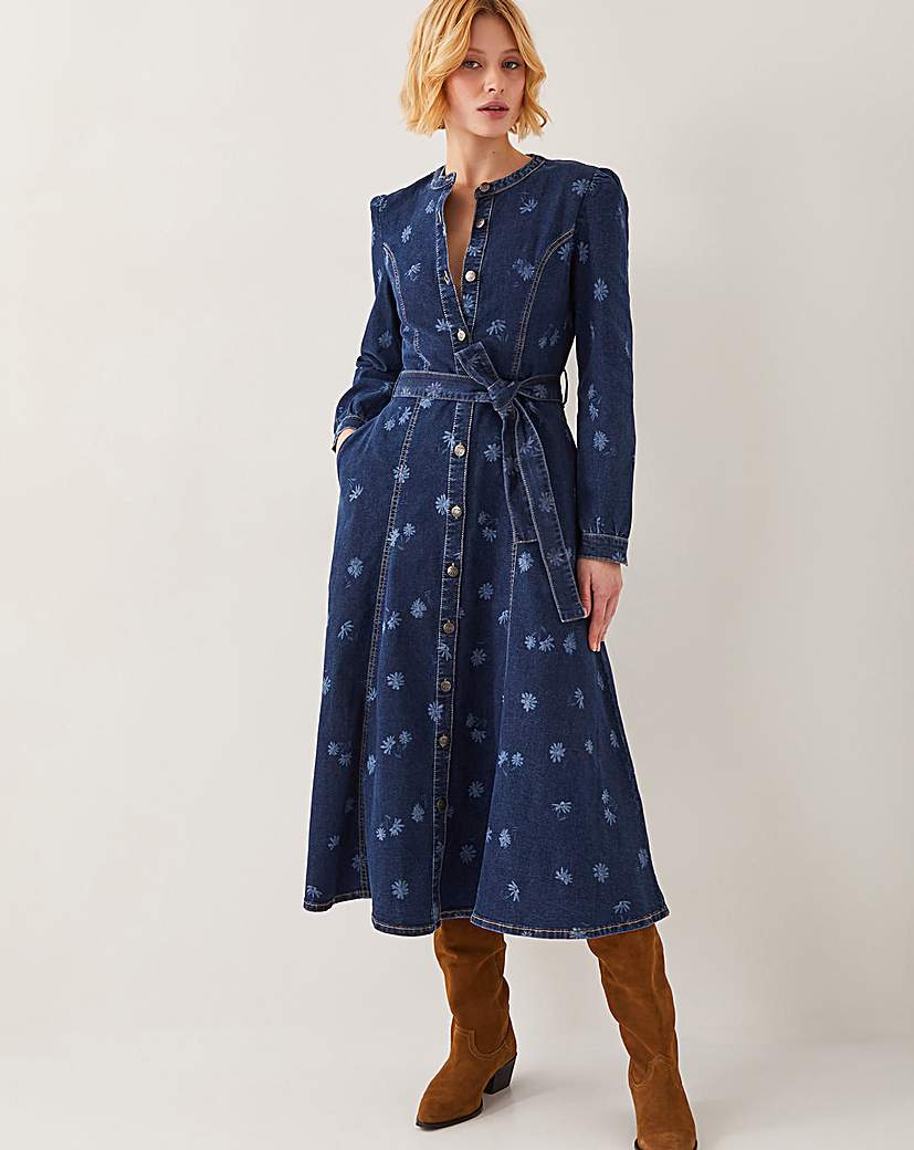 New In - Monsoon Lulu Daisy Denim Midi Dress