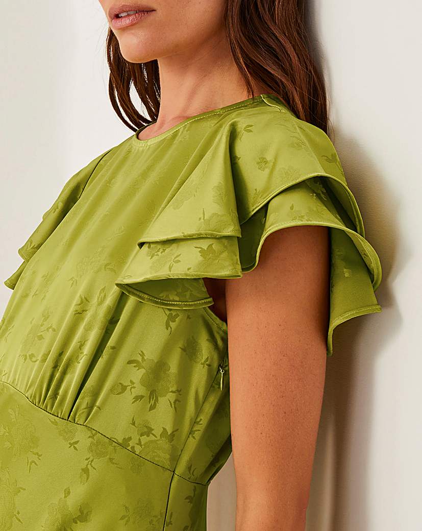 Monsoon Ester Satin Ruffle Midi Dress