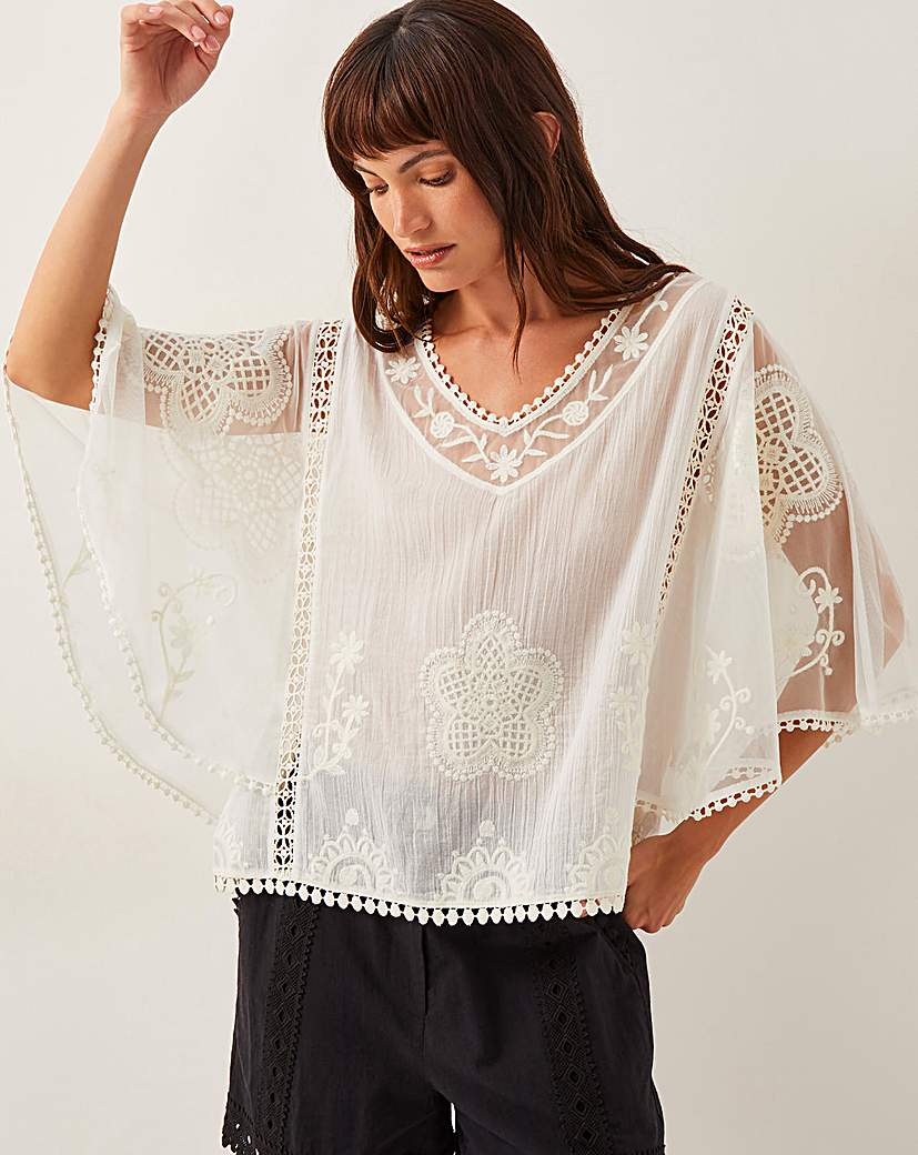 New In - Monsoon Lena Sheer Angel Sleeve Top