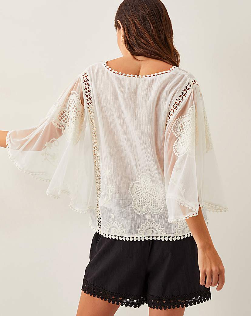 Monsoon Lena Sheer Angel Sleeve Top