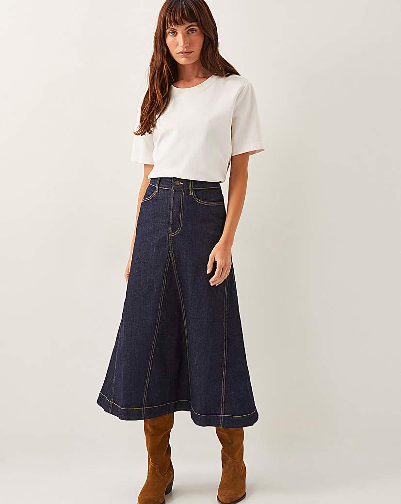 New In - Monsoon Goldie Godet Denim Skirt