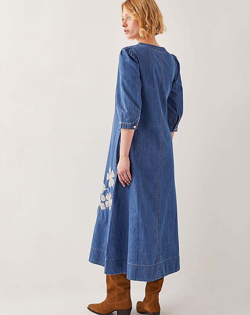 Monsoon Fallon Floral Denim Midi Dress