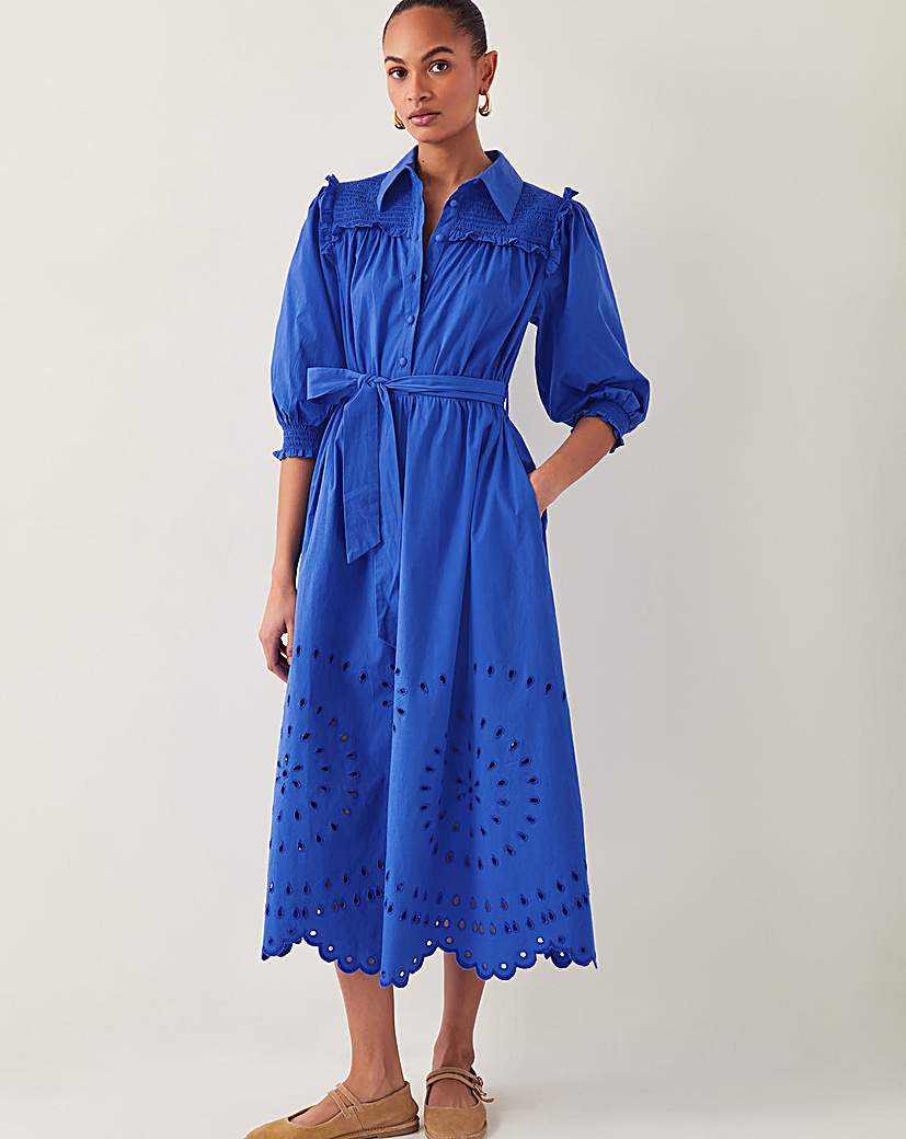 New In - Monsoon Jules Broderie Midi Shirt Dress