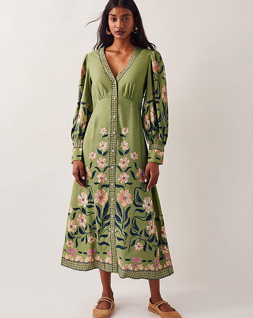 New In - Monsoon Belle Floral Blouson Midi Dress