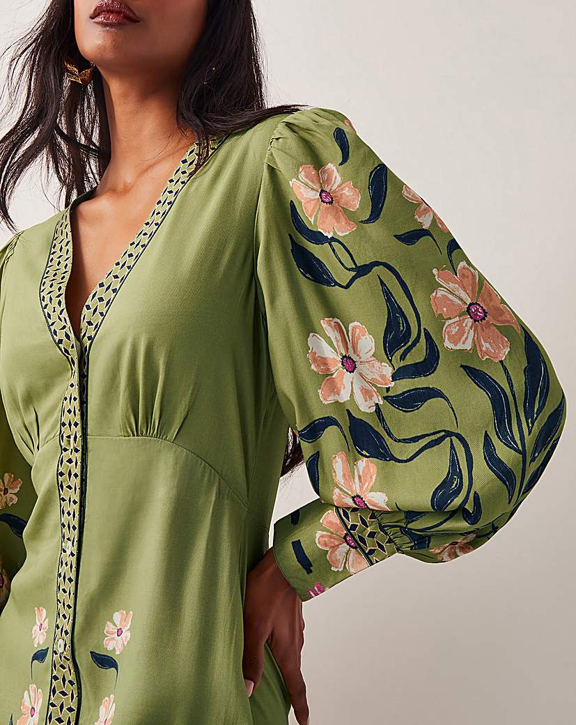 Monsoon Belle Floral Blouson Midi Dress