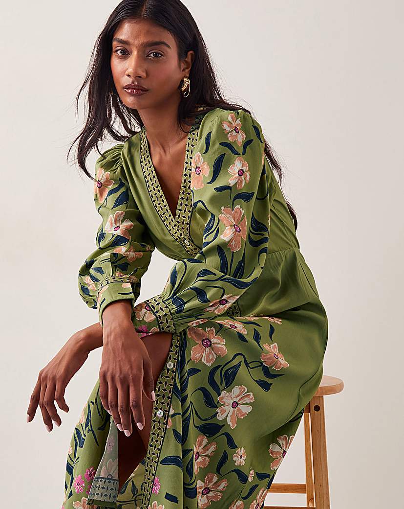 Monsoon Belle Floral Blouson Midi Dress