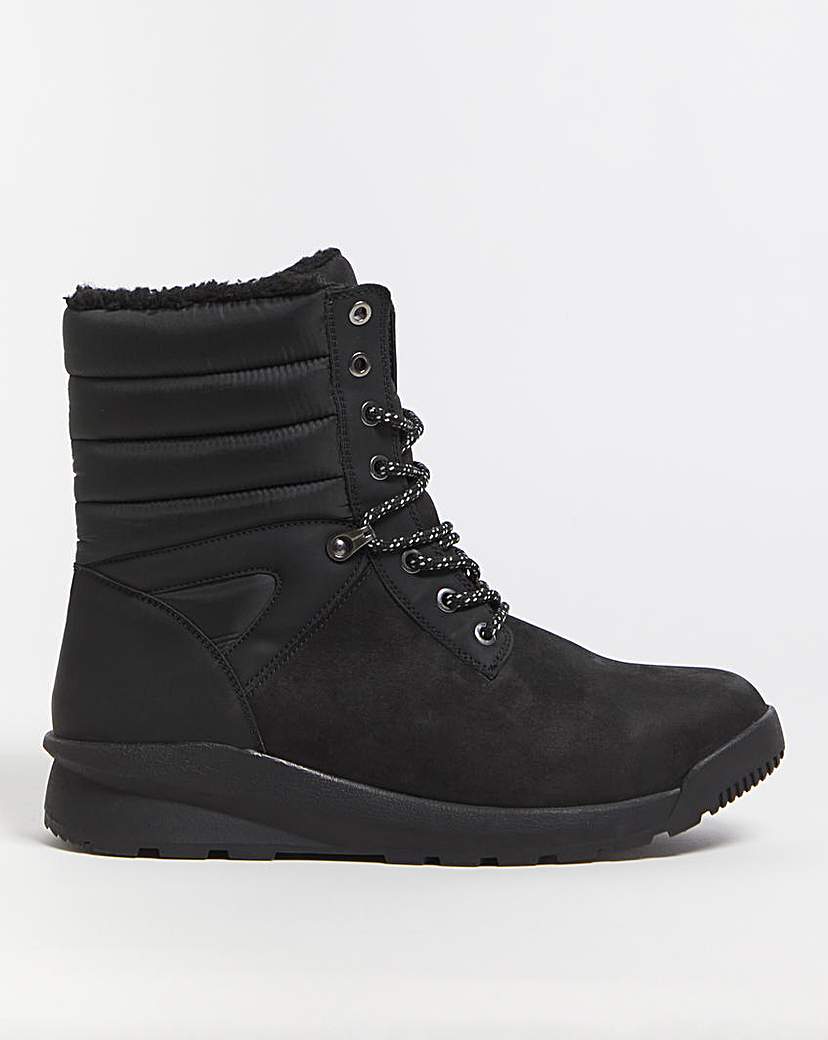 Image of Black Walking Leather Boot Wide Fit