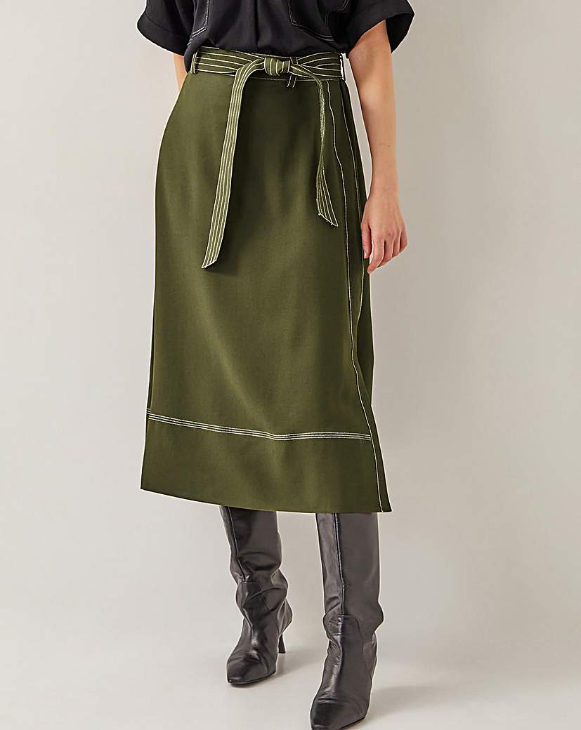 Monsoon Katya Tie Waist Midi Skirt