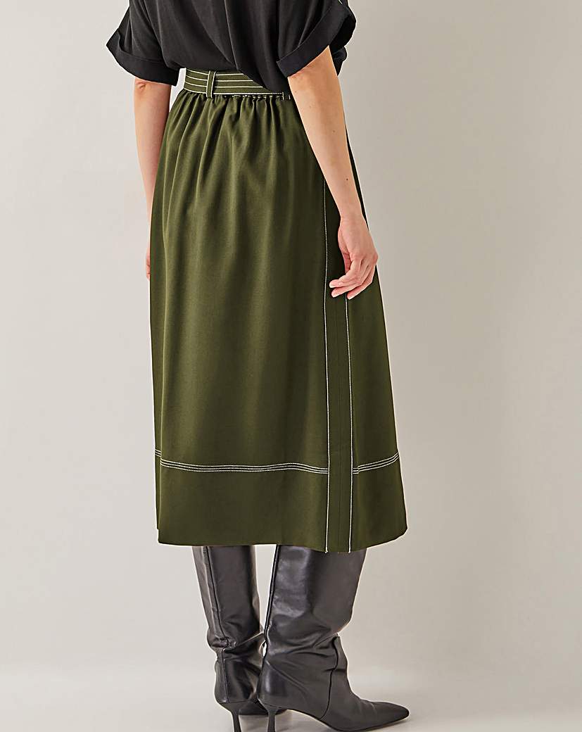 Monsoon Katya Tie Waist Midi Skirt