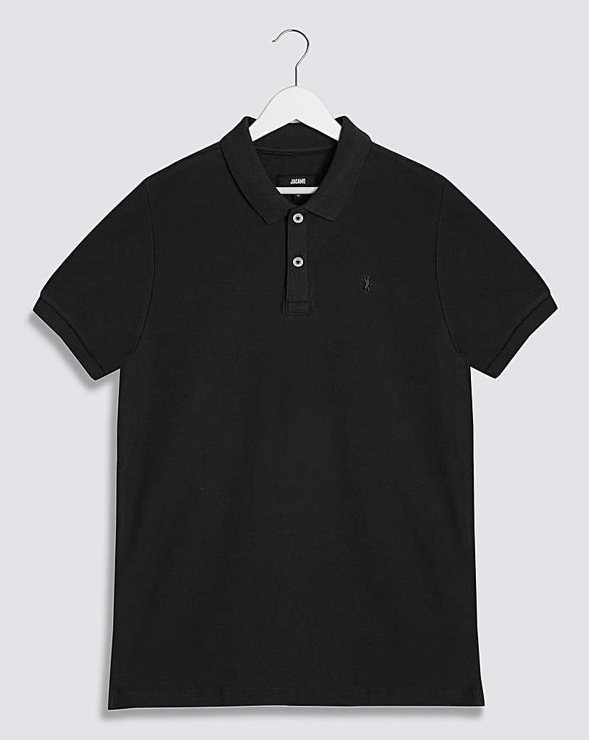 Image of Black Short Sleeve Polo Long