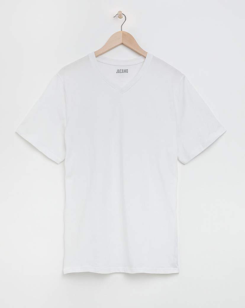 White V-Neck T-shirt Long