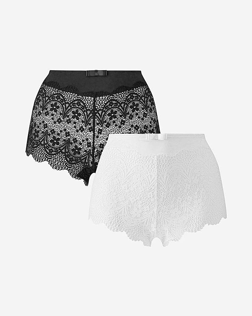2 Pack Lottie Lace Black/White Briefs
