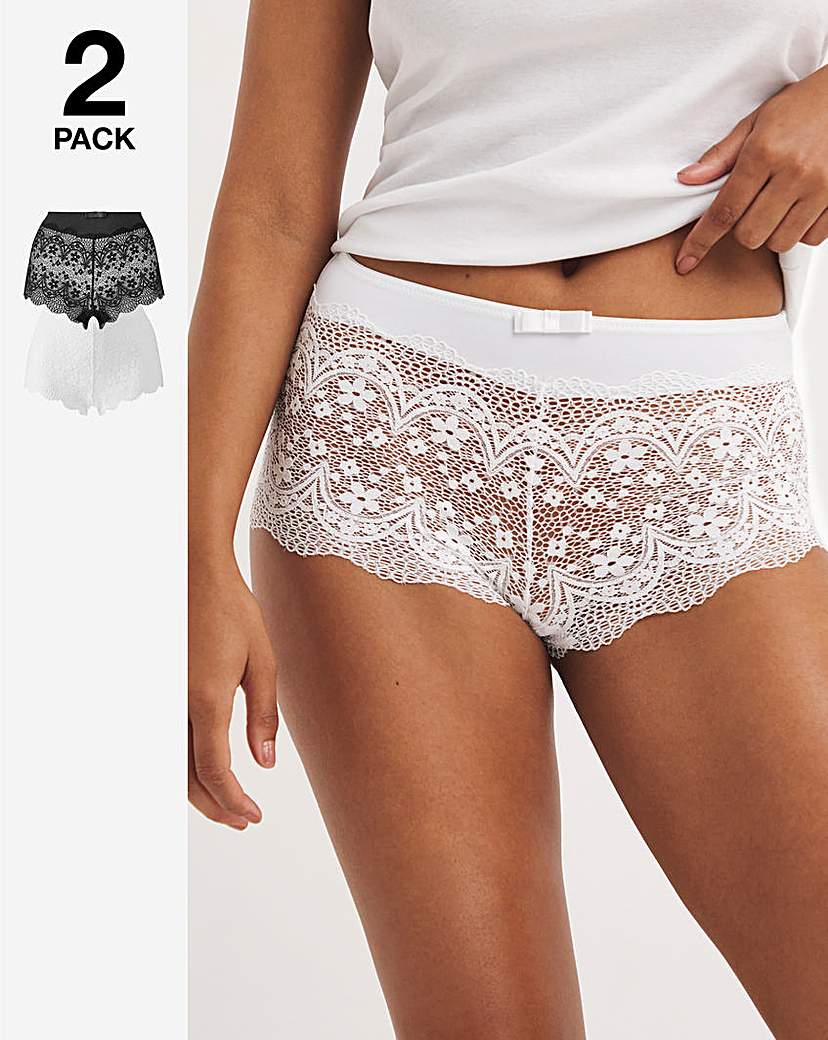 2 Pack Lottie Lace Black/White Briefs