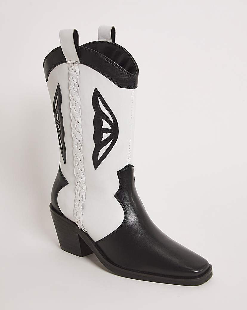 Wing Detail Western Boots Ex Wide