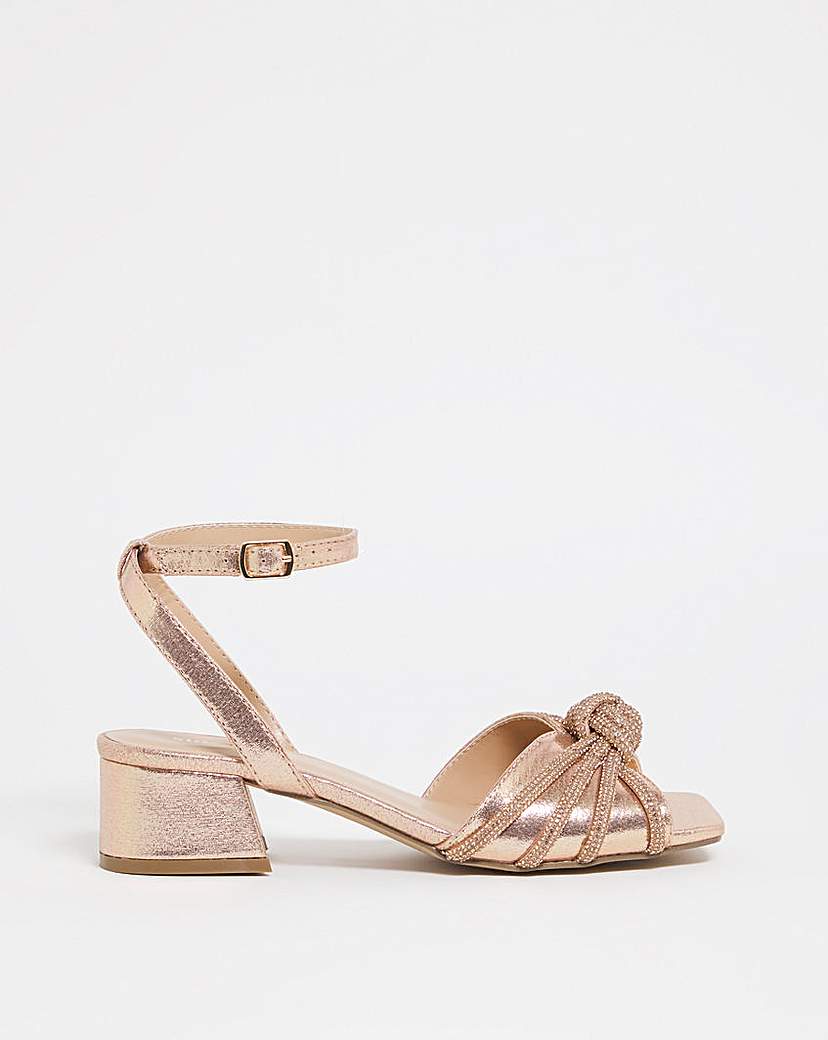 Diamante Low Heeled Sandals Wide