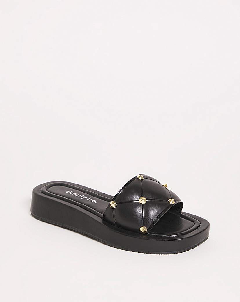 Quilted Studded Sandals Ex Wide