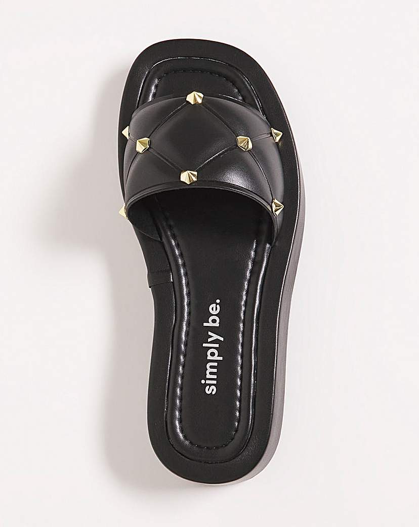 Quilted Studded Sandals Ex Wide