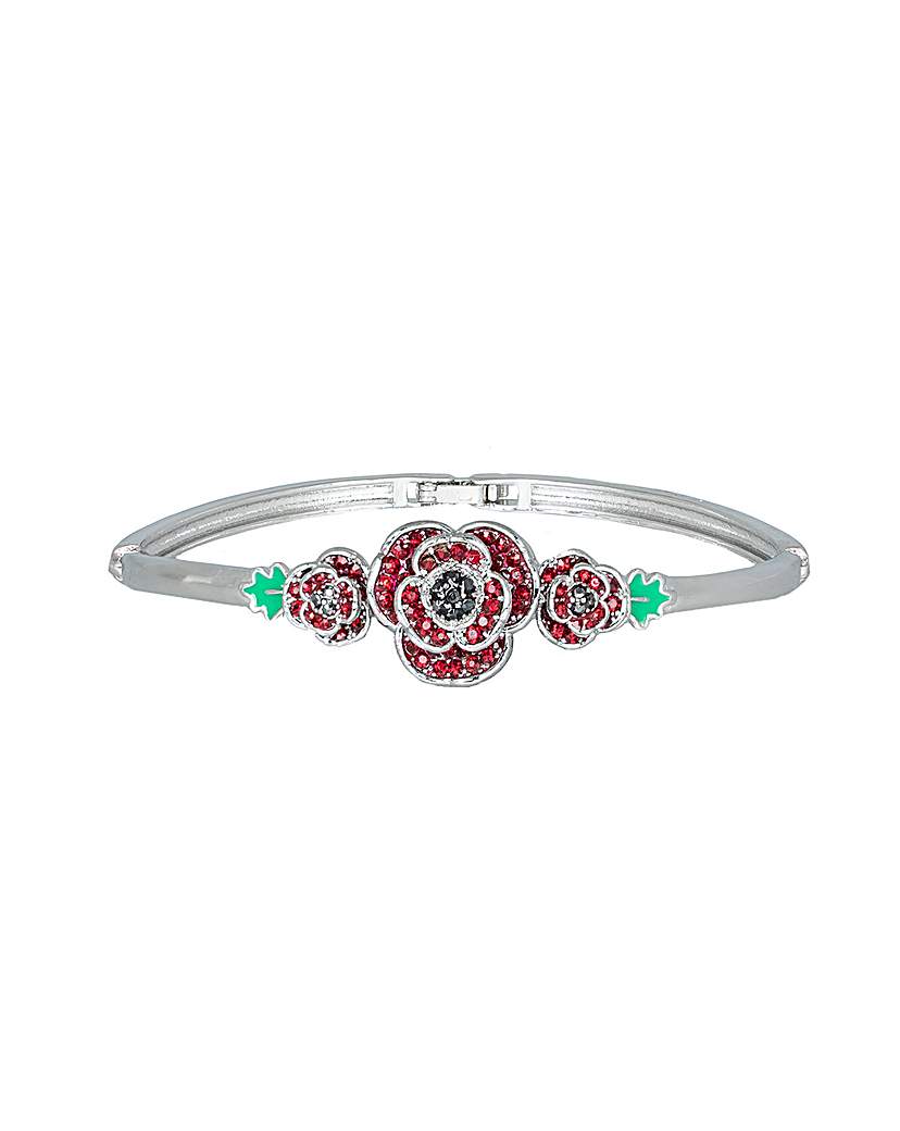 Rhodium plated crystal Poppy bangle - Gift For Her