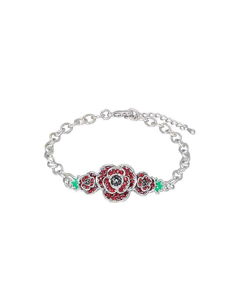 Rhodium plated crystal Poppy bracelet - Gift For Her