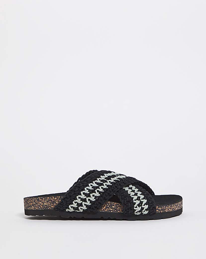 Crochet Footbed Sandals Wide