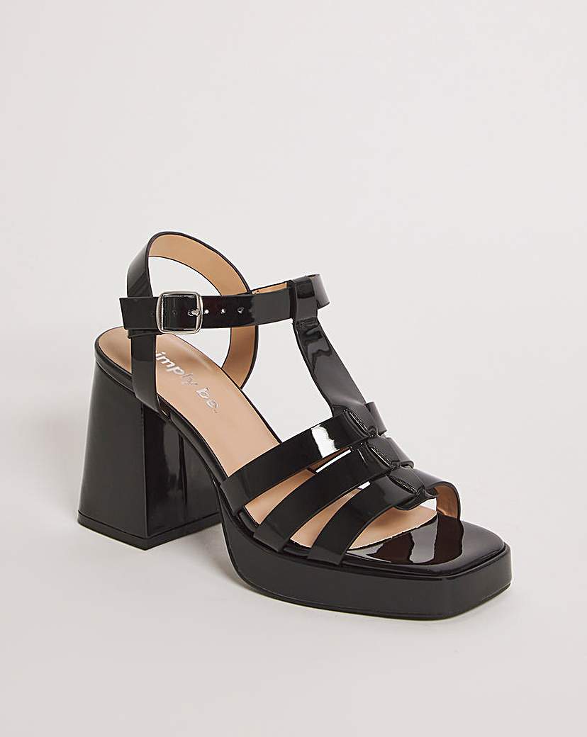 Fisherman Block Heeled Sandals Ex Wide
