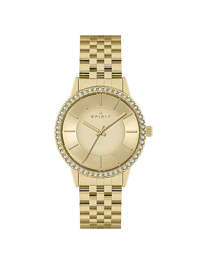 Spirit Ladies Gold Stone Bezel Watch