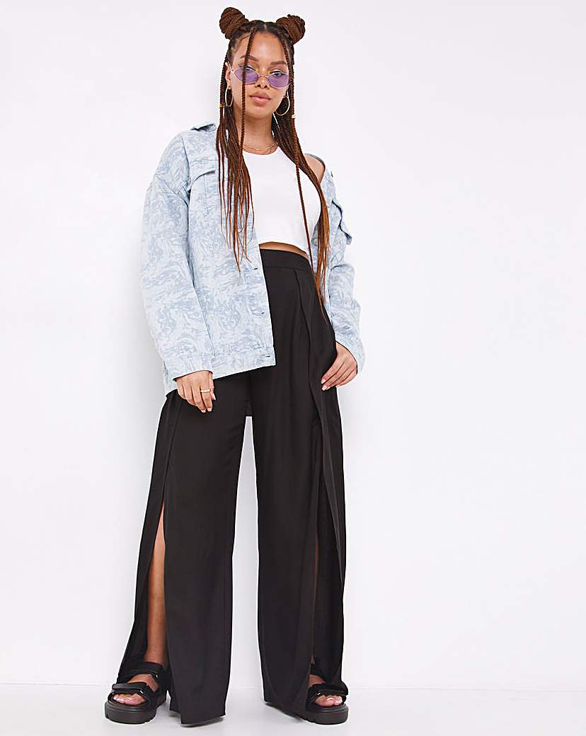 Split Front Wide Leg Trouser
