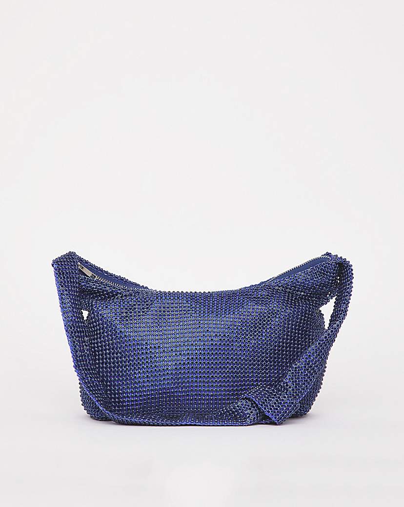Blue Diamante Knot Strap Shoulder Bag