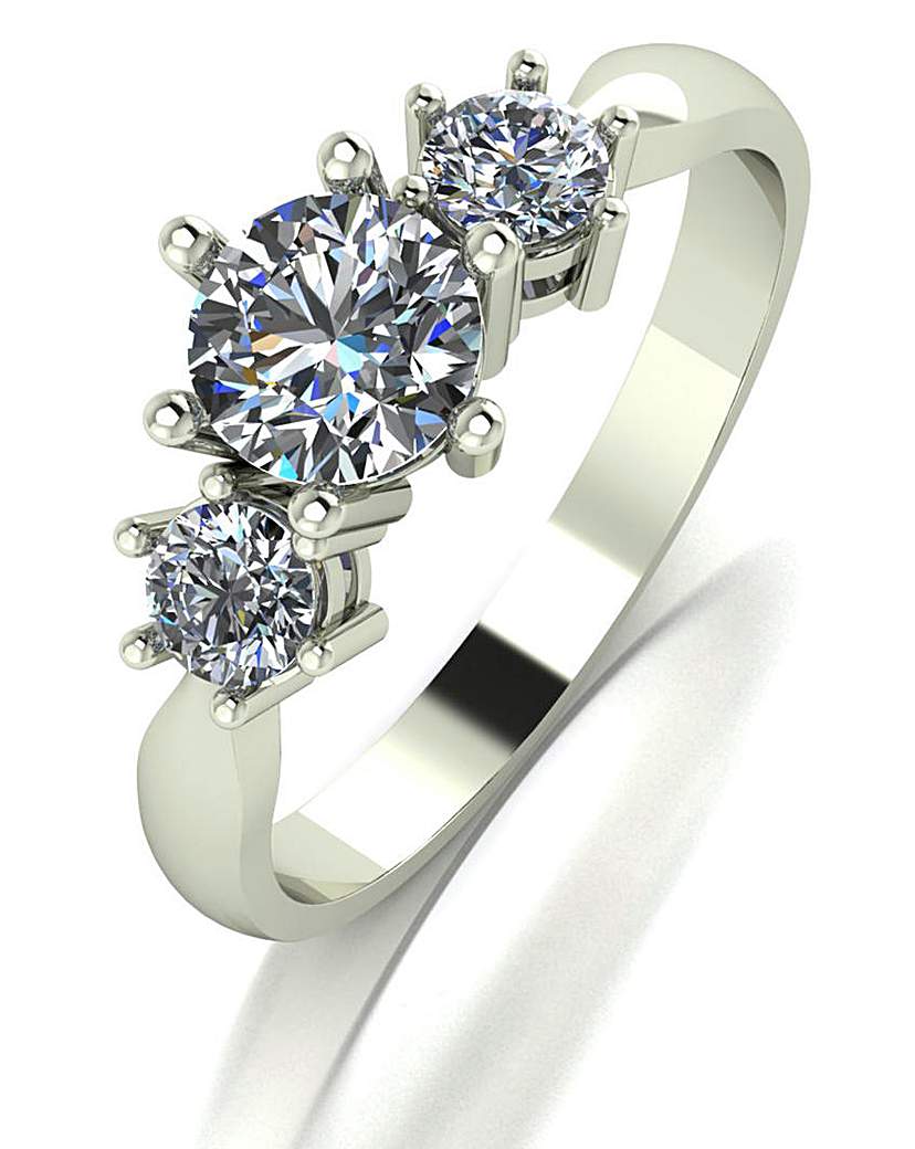 9ct White Gold Moissanite Solitaire Ring