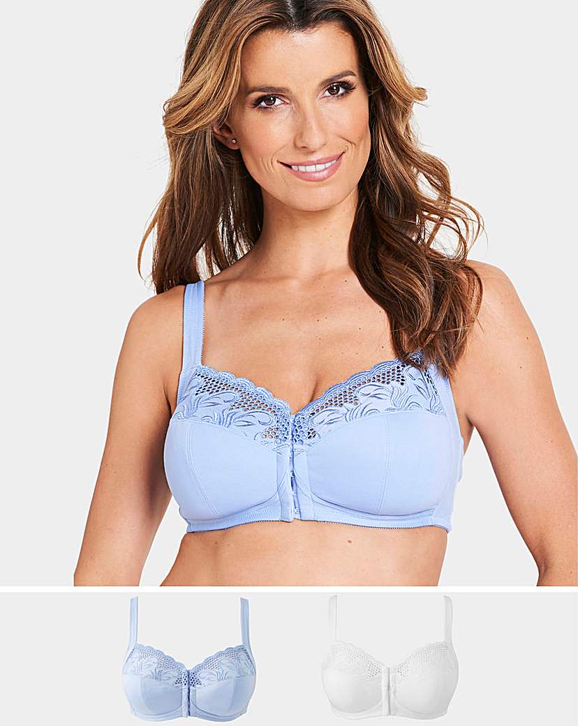 Image of 2 Pack Elana Sapphire/White F/Fasten Bra