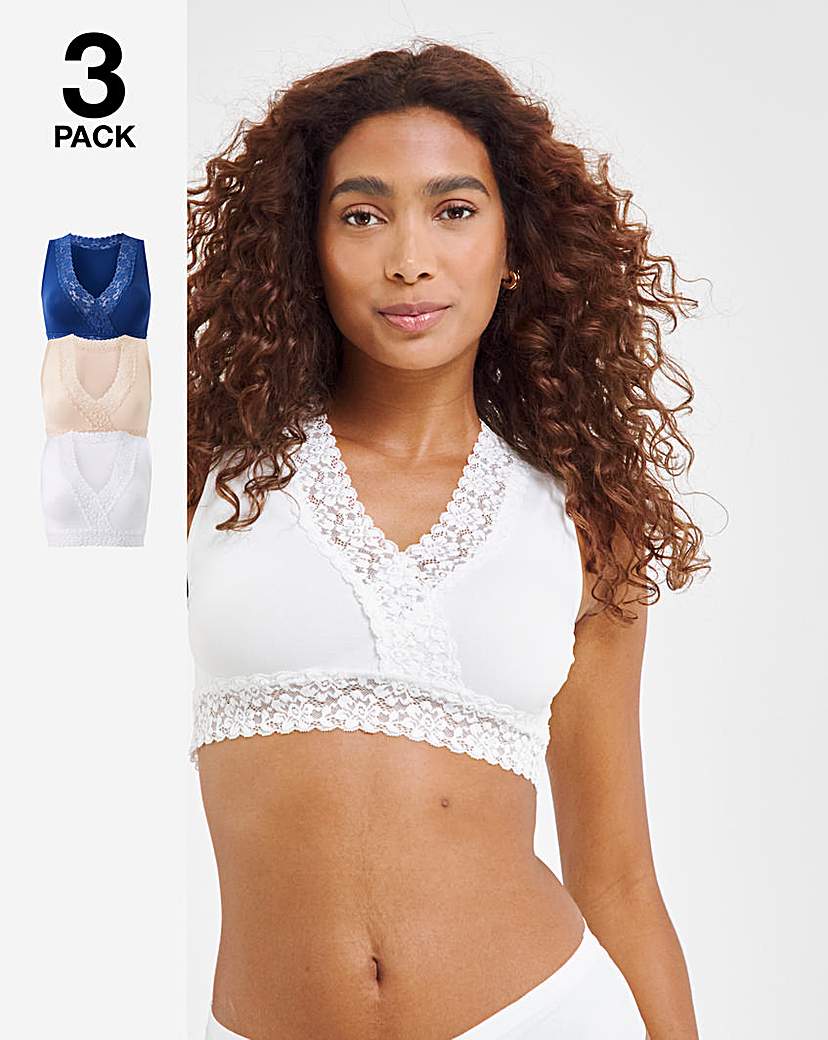 3 Pack Lace Trim Comfort Tops A-D