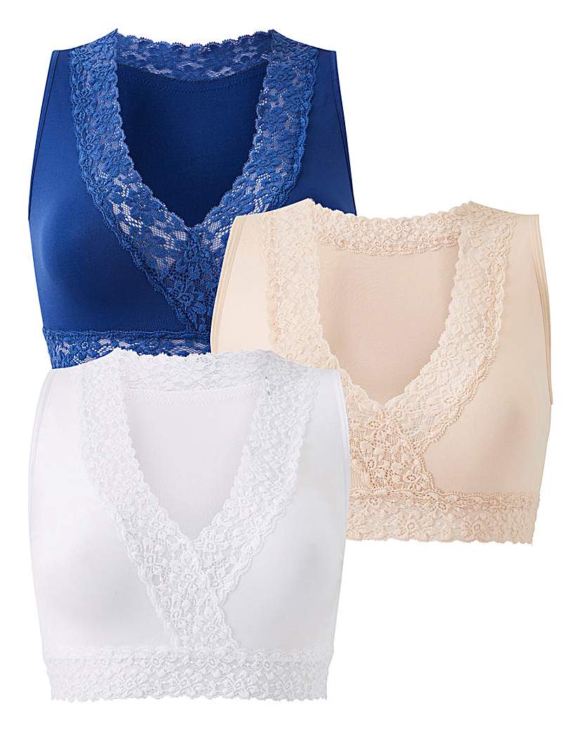 Image of 3 Pack Lace Trim Comfort Tops