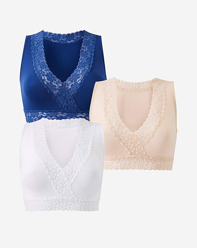3 Pack Lace Trim Comfort Tops A-D