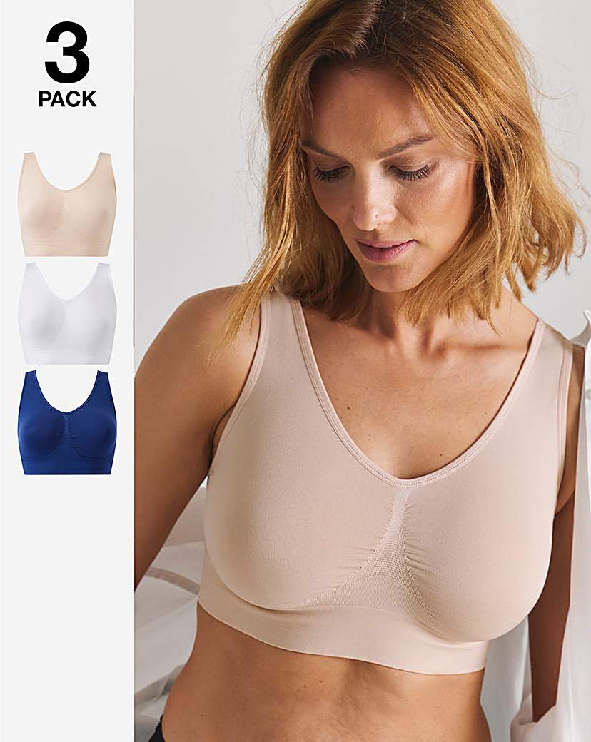 3 Pack Navy/Blush/White Comfort Tops A-D