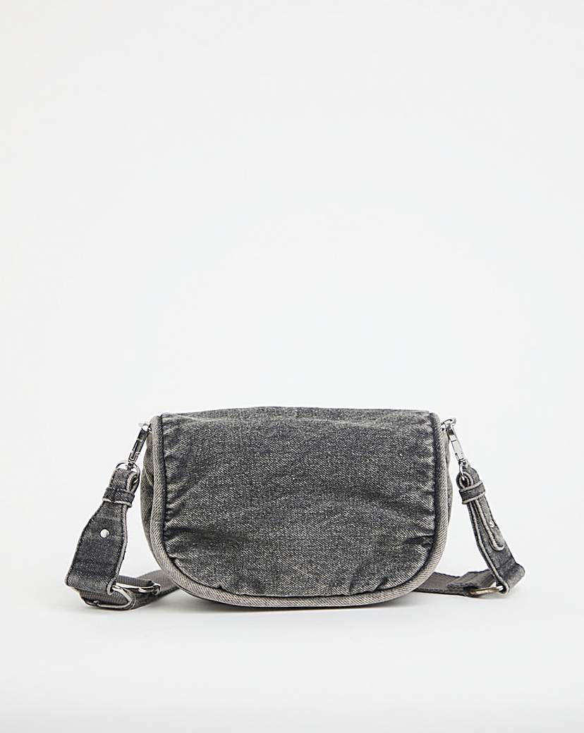 Grey Denim Soft Volume Crossbody Bag