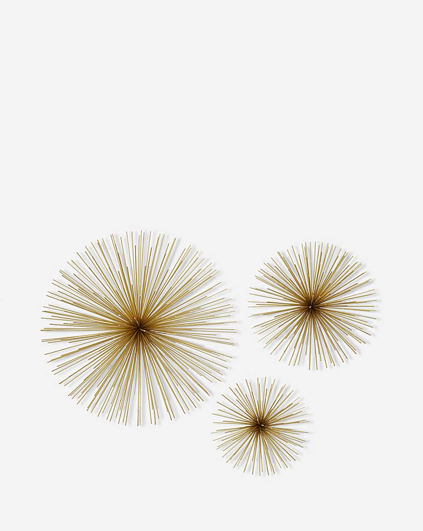 Set of Three Gold Starburst Wall Art