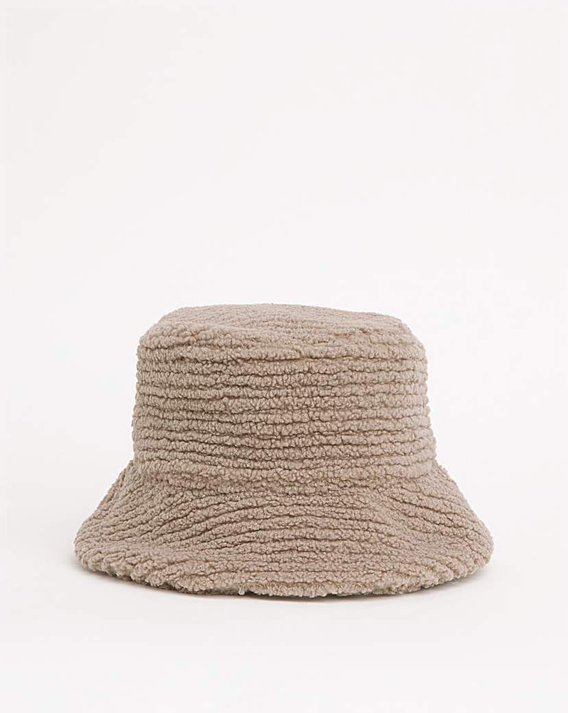 Beige Borg Bucket Hat