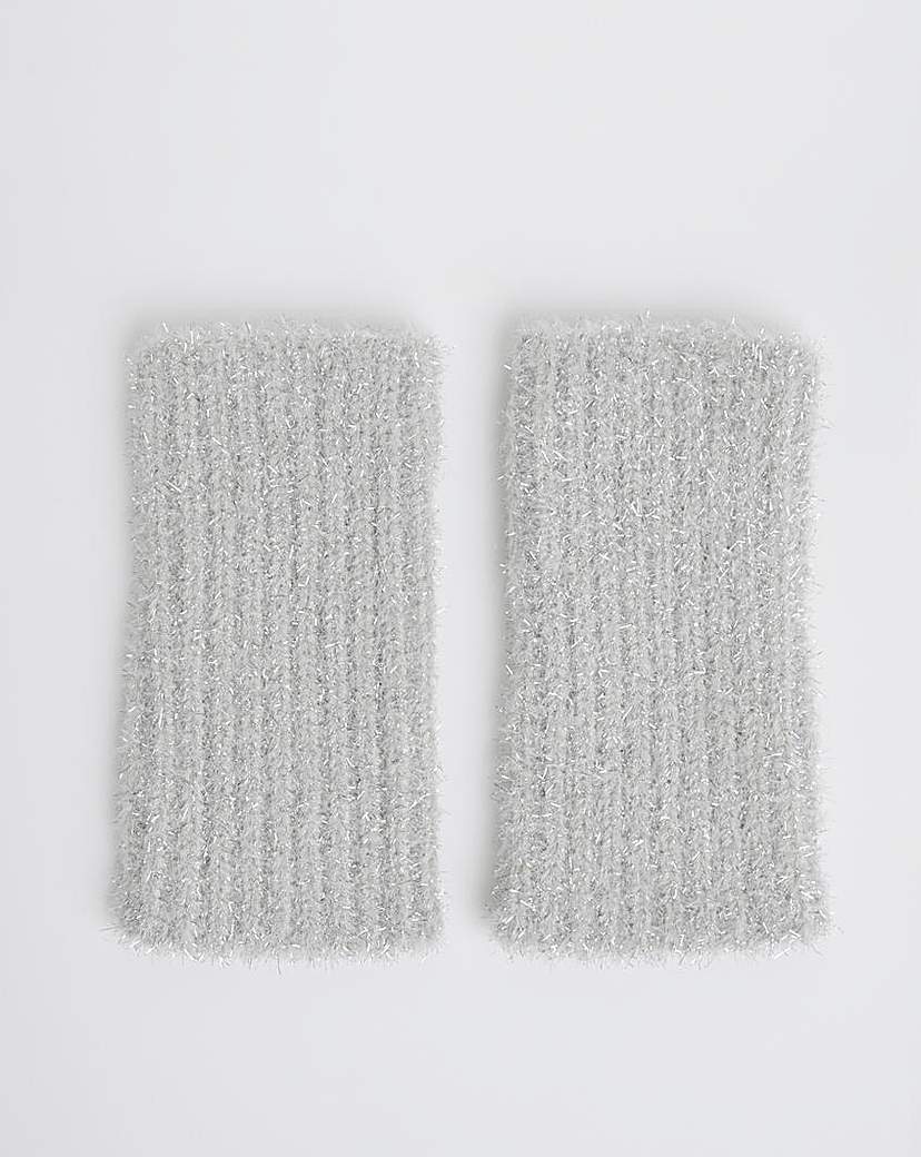 Grey Lurex Detail Fluffy Handwarmers