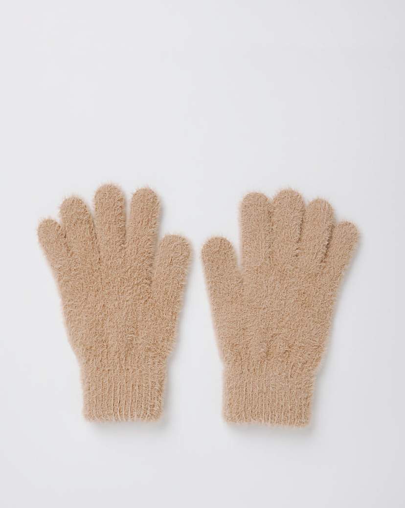 Camel Super Soft Fluffy Gloves