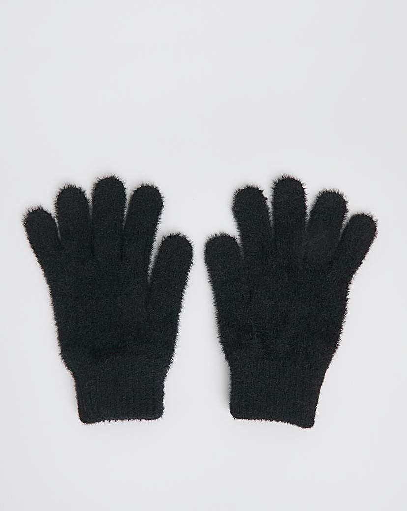 Black Super Soft Fluffy Gloves