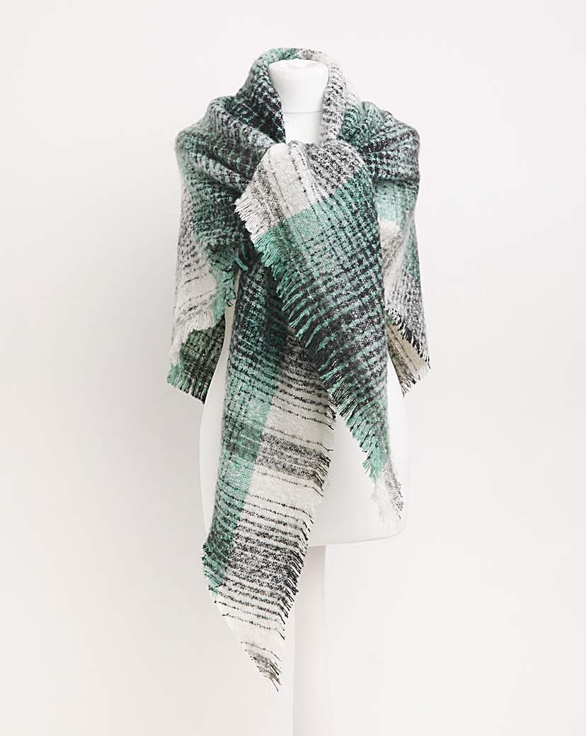 Check Wrap Cape Scarf