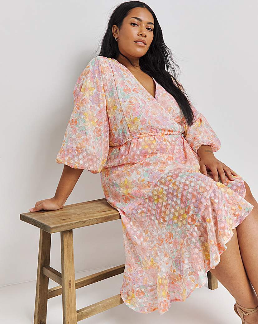 Printed Jacquard Midi Dress